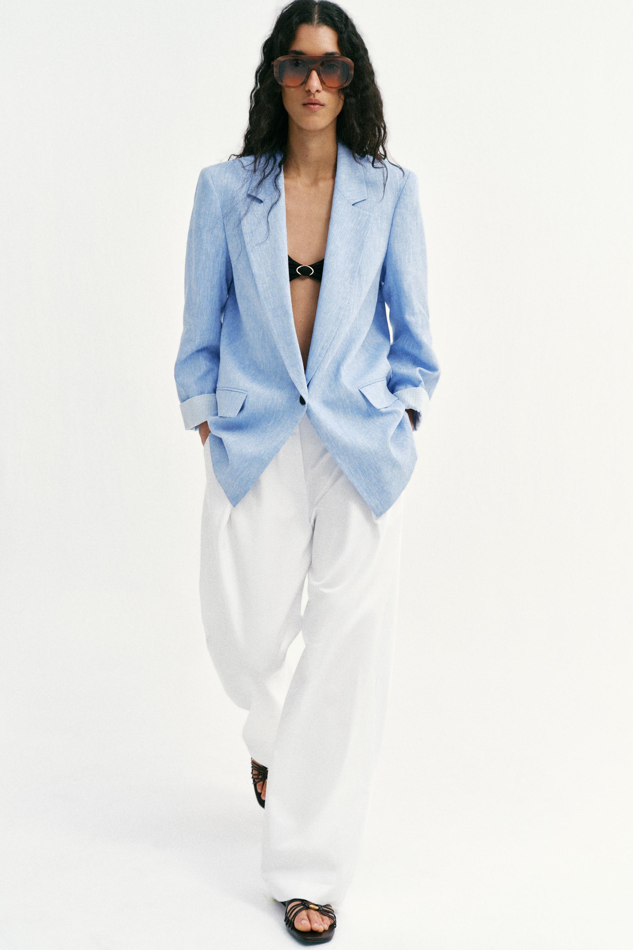 LINEN BLAZER WITH ROLLED-UP SLEEVES